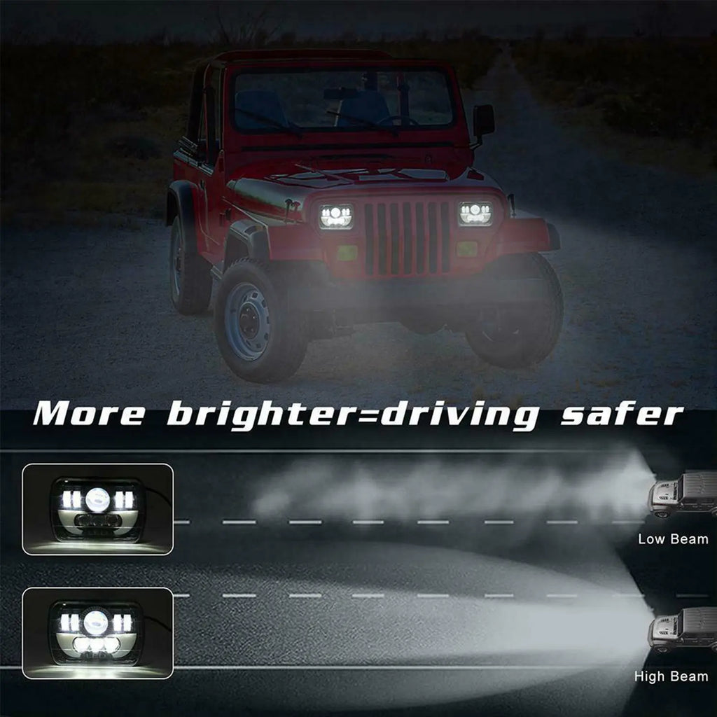 7inch H4 Led Light For Jeep Wrangler Toyota Nissan Ford off road Square Headlight Assembly