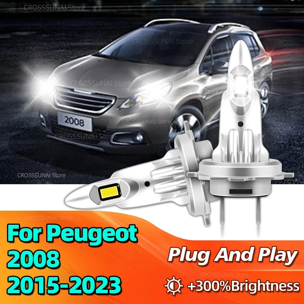 180W LED Headlight Bulbs CANBUS Lights Mini Lamp CSP Wireless For Peugeot 2008 2015 2016 2