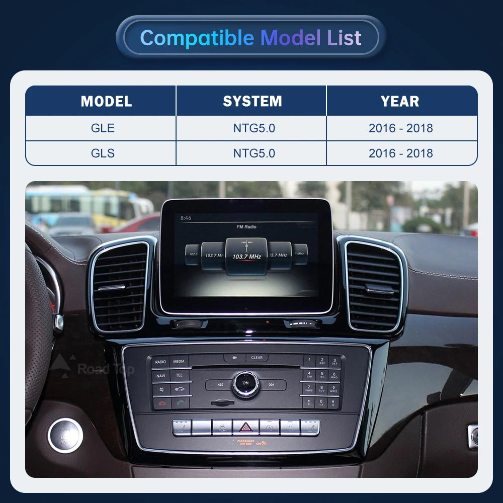 RoadTop Wireless CarPlay Android Auto for Mercedes Benz GLE & GLS-NTG5.0 2016-2018 with Mi | AUTOKITSHOP
