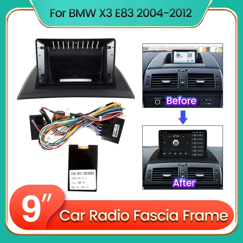 9 Inch Frame for BMW X3 E83 2004-2012 Android Car Radio Stereo Dash Board Panel 2 Din Head | AUTOKITSHOP
