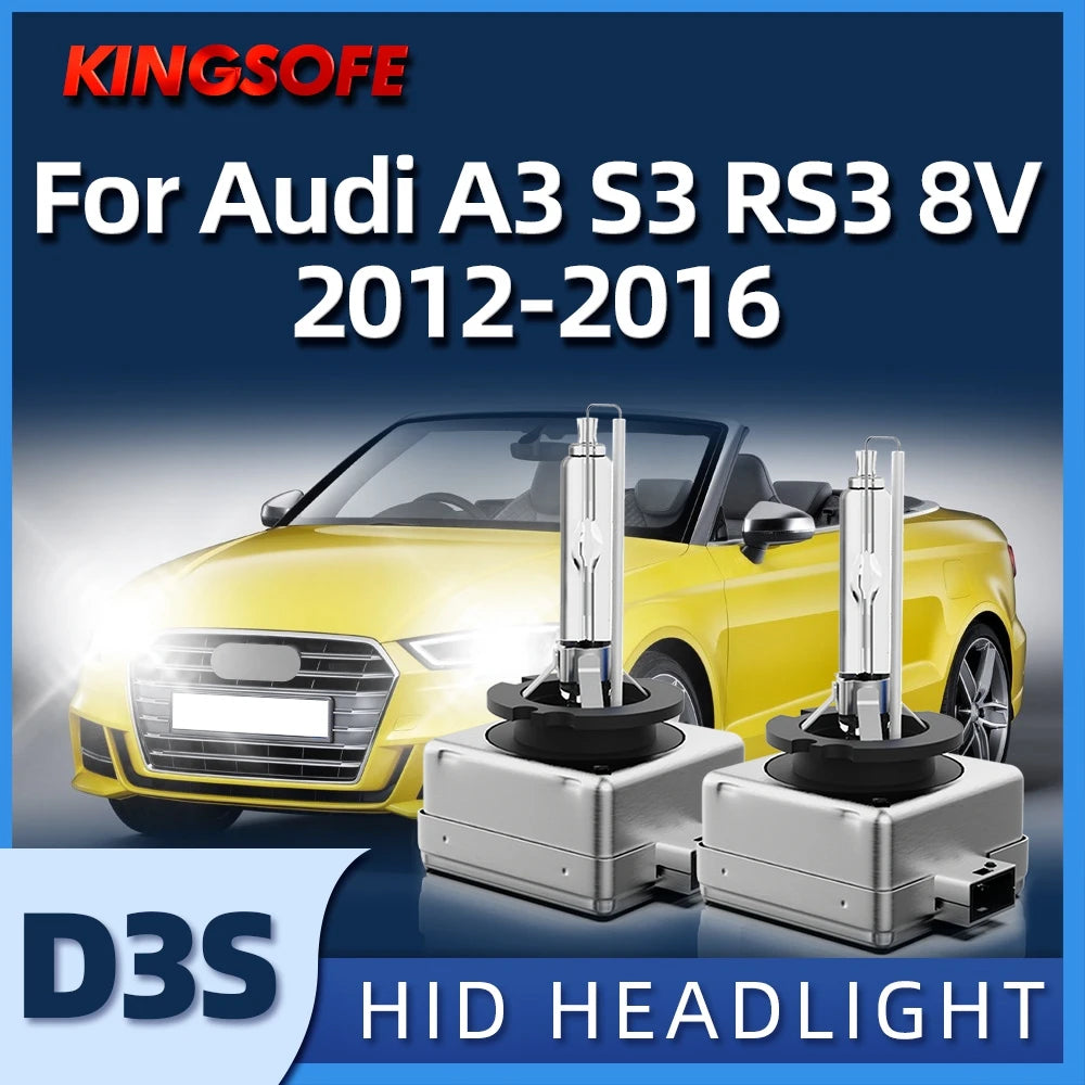 KINGSOFE 2PCS 6000K White HID Xenon Car Headlight 35W High Low Beam Light Bulbs For Audi A
