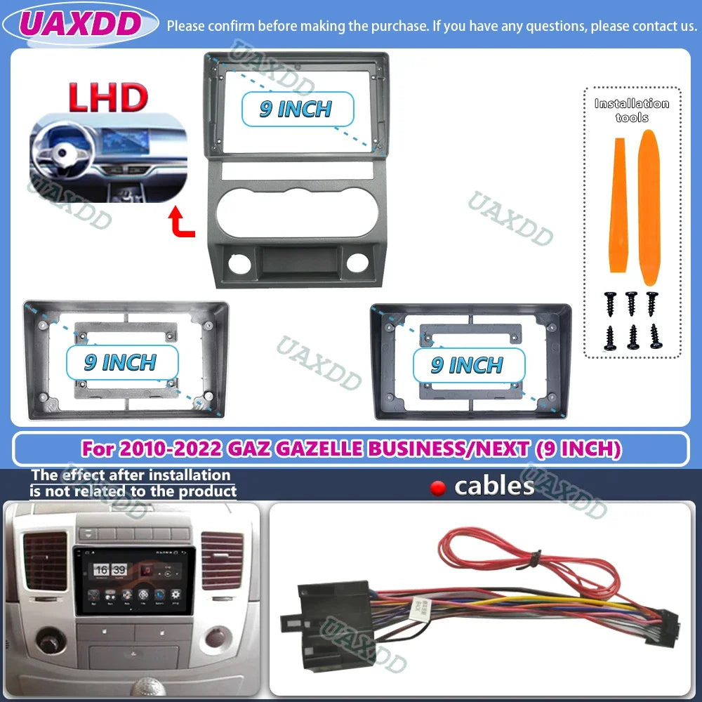FOR 2010-2022 GAZ GAZELLE BUSINESS NEXT 9INCH 2 Din Car stereo radio Android frame MP5 fas