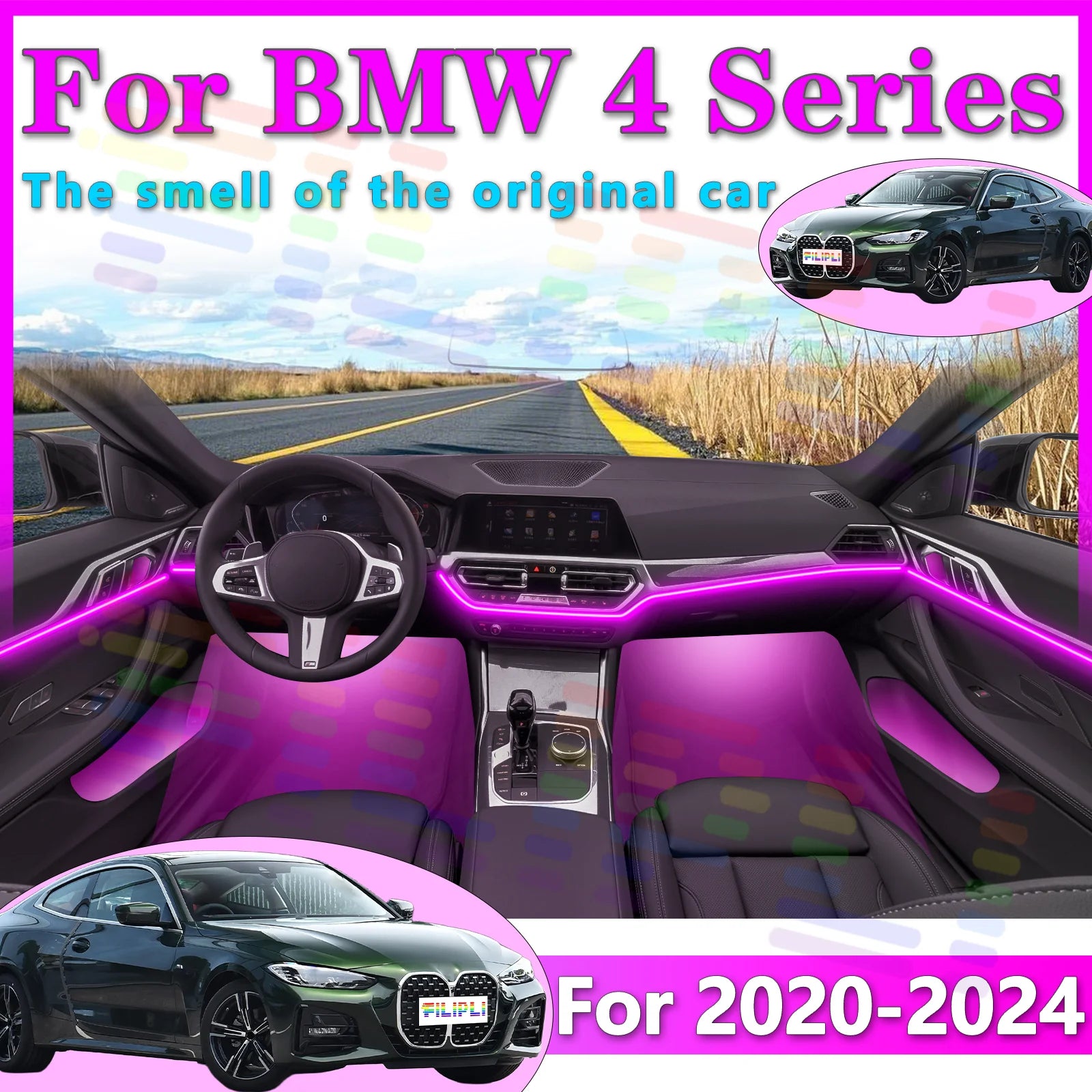 RGB - Ambient Light - for BMW F32 2020-2024 - App Control - Car Interior Lighting | AUTOKITSHOP