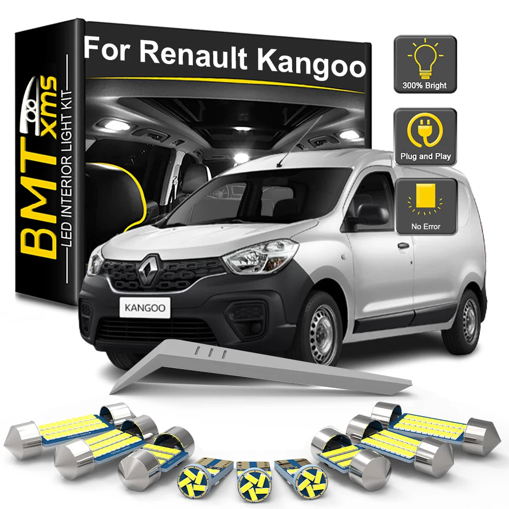 11-Piece LED Interior Light Kit for Renault Kangoo 2008-2010 - Canbus Dome Map Door Trunk Bulbs | AUTOKITSHOP
