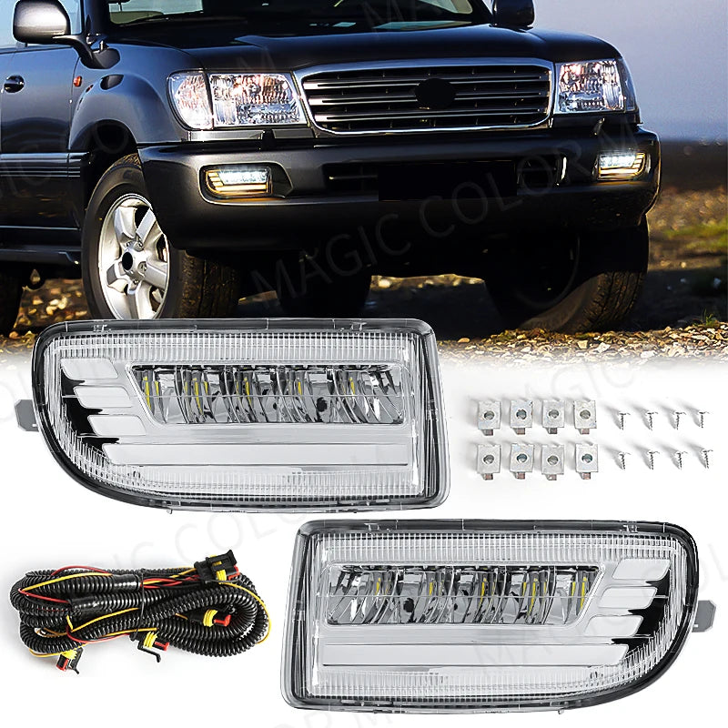 LED Fog Lights For Toyota Land Cruiser 100 LC100 UZJ100 FZJ10 1998-2008 Car DRL Turn Signa | AUTOKITSHOP