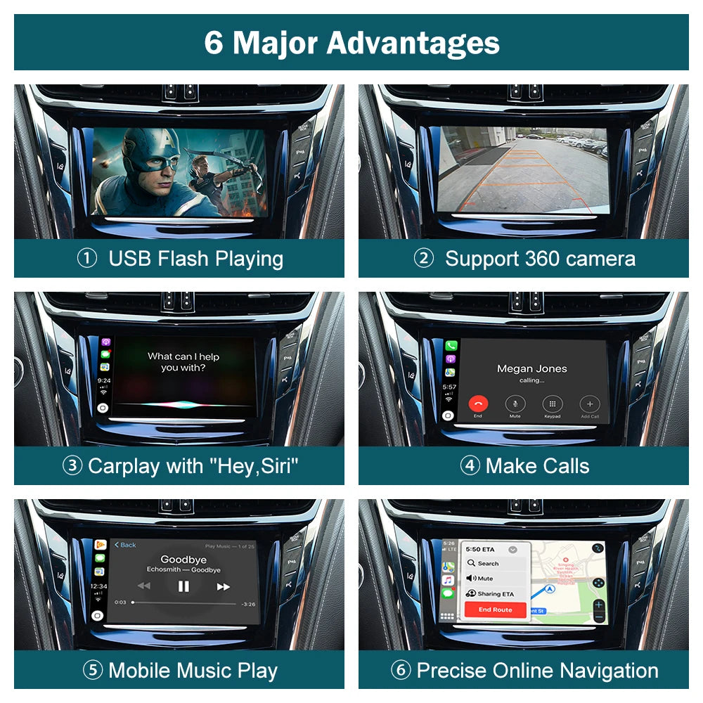 Wireless CarPlay For Cadillac CTS 2014-2017 SRX XT5 XTS ATS 8'' HMI 2.0 Android Auto Mirro