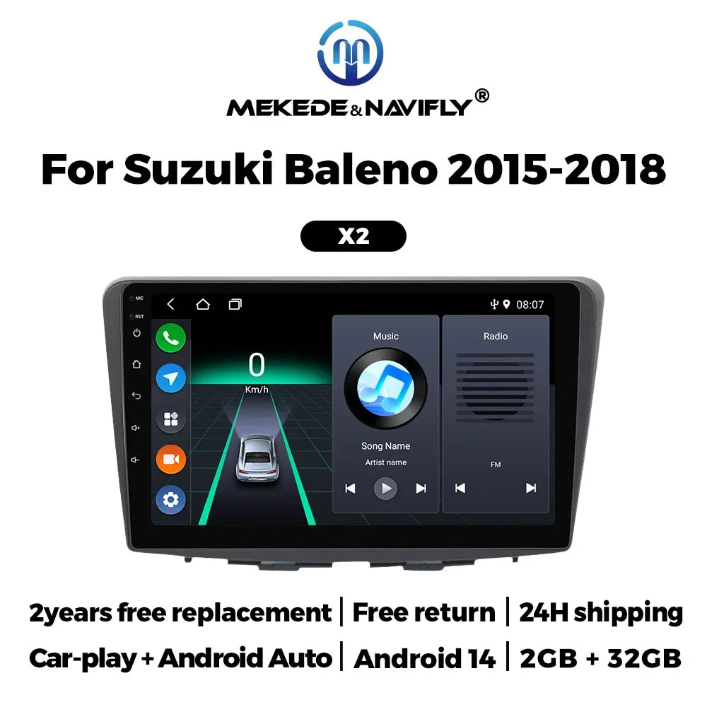 Wireless Carplay Android 14 Car Radio Stereo for Suzuki Baleno 2016 2017 2018 2019 GPS Nav | AUTOKITSHOP