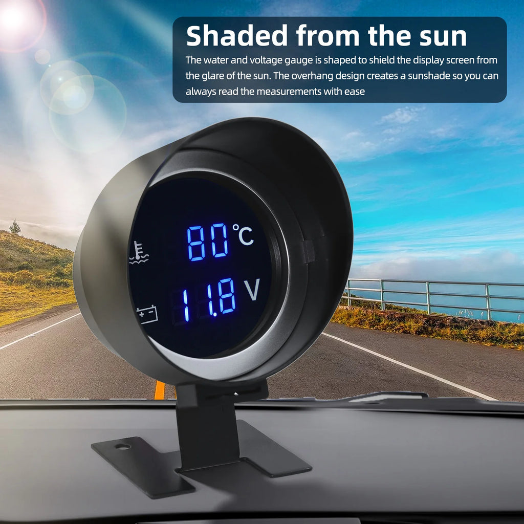 -10~110℃ Car Water Temperature Gauge with Water Temp Joint Pipe Sensor and adapter 2-in-1 Motorc - Automotive LED Light