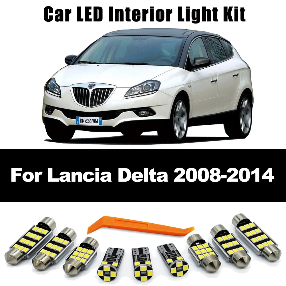 11Pcs No Error LED Interior Light Bulb Kit For Lancia Delta 844 2008 2009 2010 2011 2012 2013 2014 Reading Map Trunk Lamp Canbus