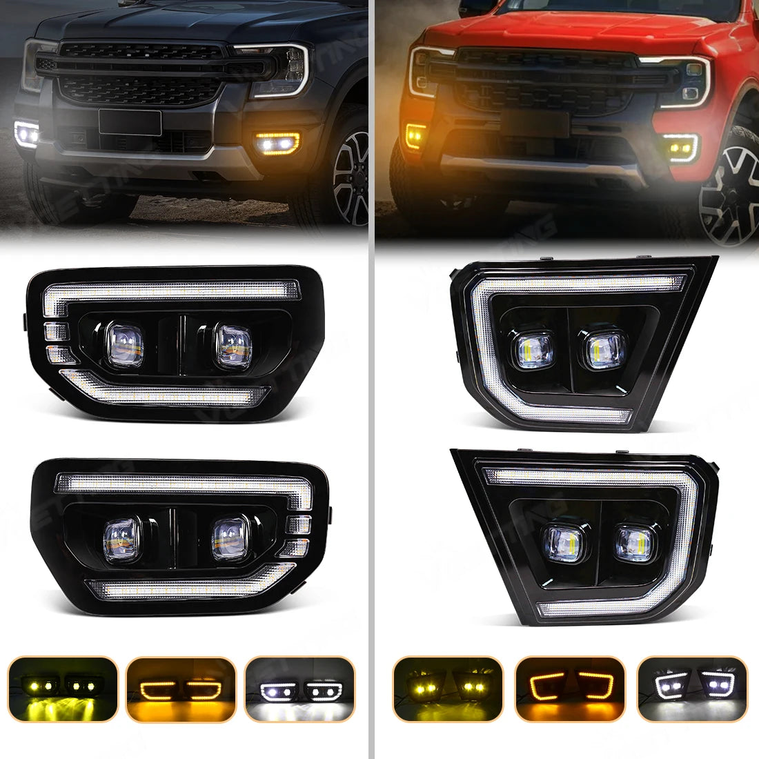 DRL For Ford Ranger Tremor Wildtrak 2022 2023 2024 LED Daytime Running Lights Car Fog Lamp | AUTOKITSHOP