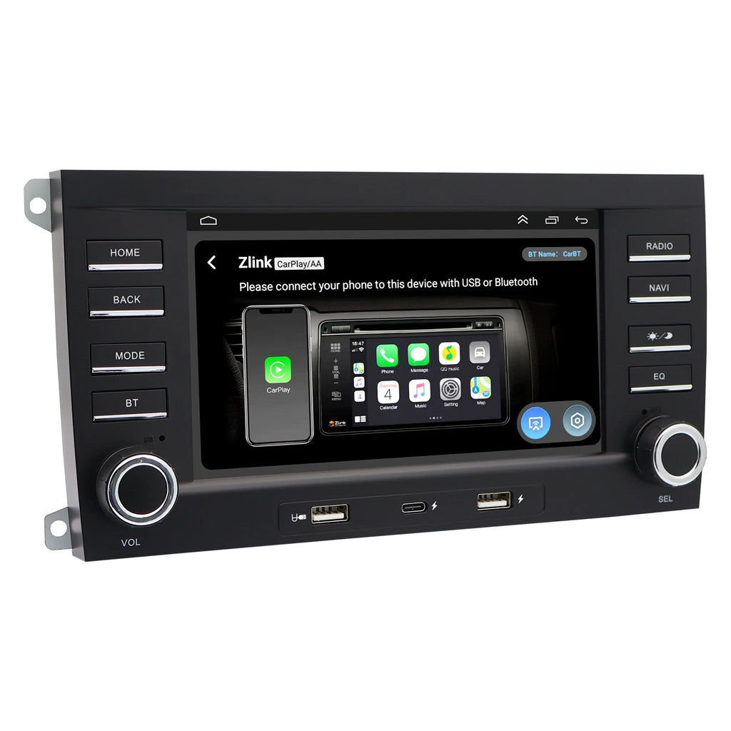 7" Android Car Radio GPS Type-C Wireless CarPlay Android Auto for Porsche Cayenne 2003-2010 - Bluetooth Steering Control