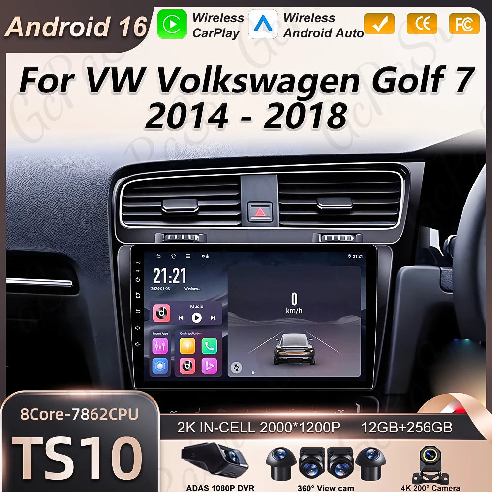 Android 16 Car Radio For Volkswagen VW Golf 7 MK7 GTI 2012 - 2020 Multimedia Stereo Carpla | AUTOKITSHOP