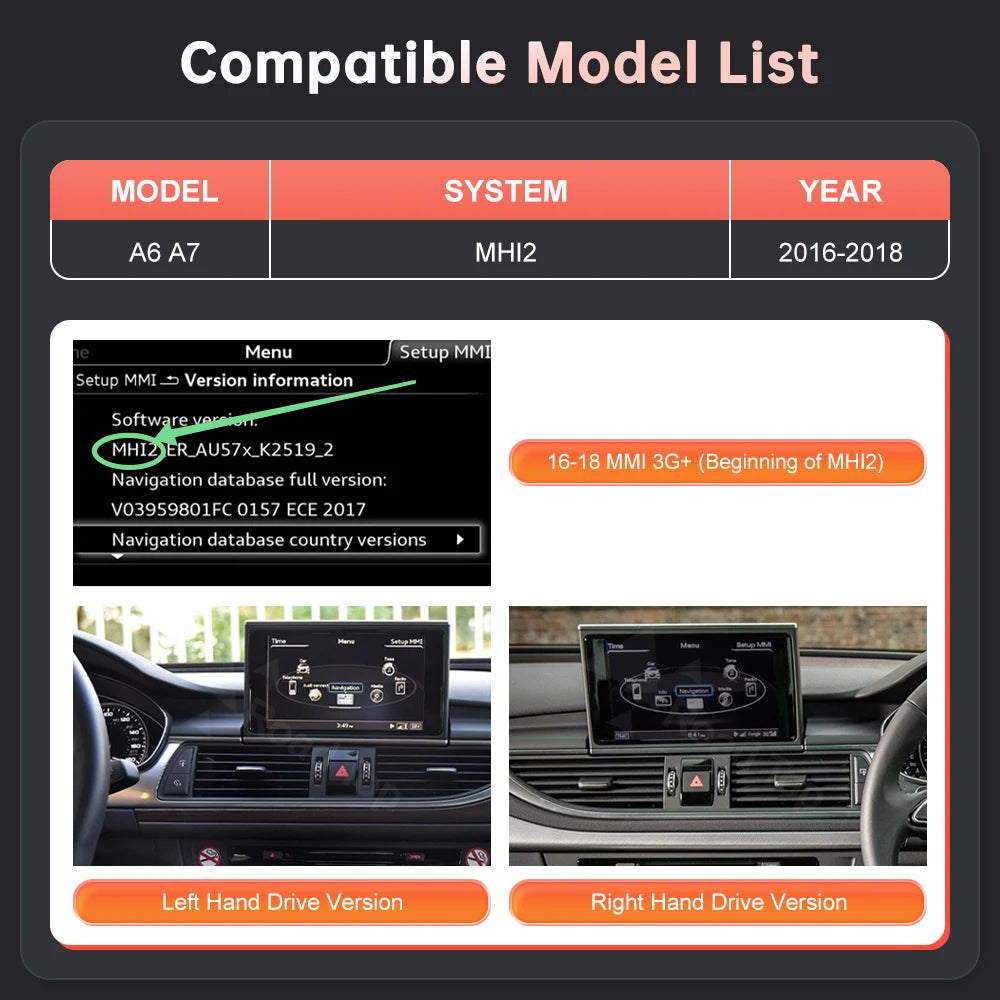 RoadTop Wireless CarPlay Car Multimedia Display Touch Screen For Audi A6 A7 2016-2018 with | AUTOKITSHOP