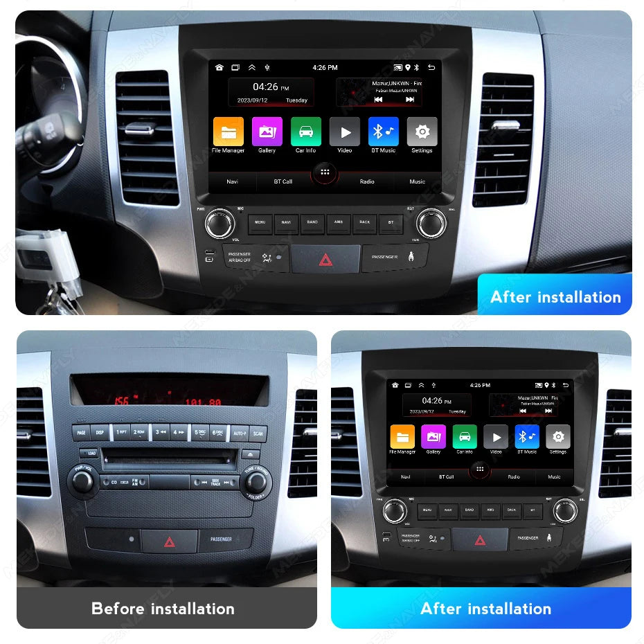 MEKEDE&NAVIFLY 9INCH Car Radio For Mitsubishi Outlander 2006-2011 Peugeot 4007 Citroen C-C