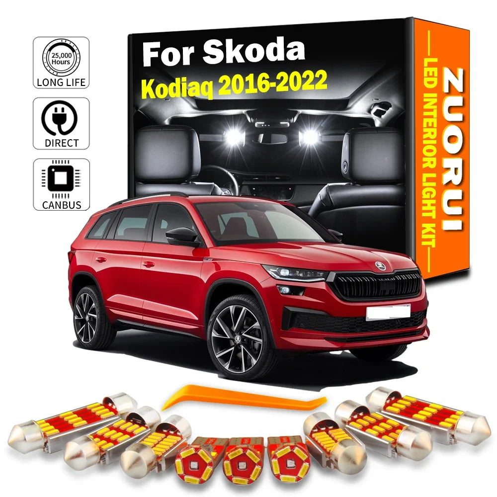 17-Piece LED Interior Light Kit for Skoda Kodiaq NS7 - Canbus Error-Free Bulbs | AUTOKITSHOP