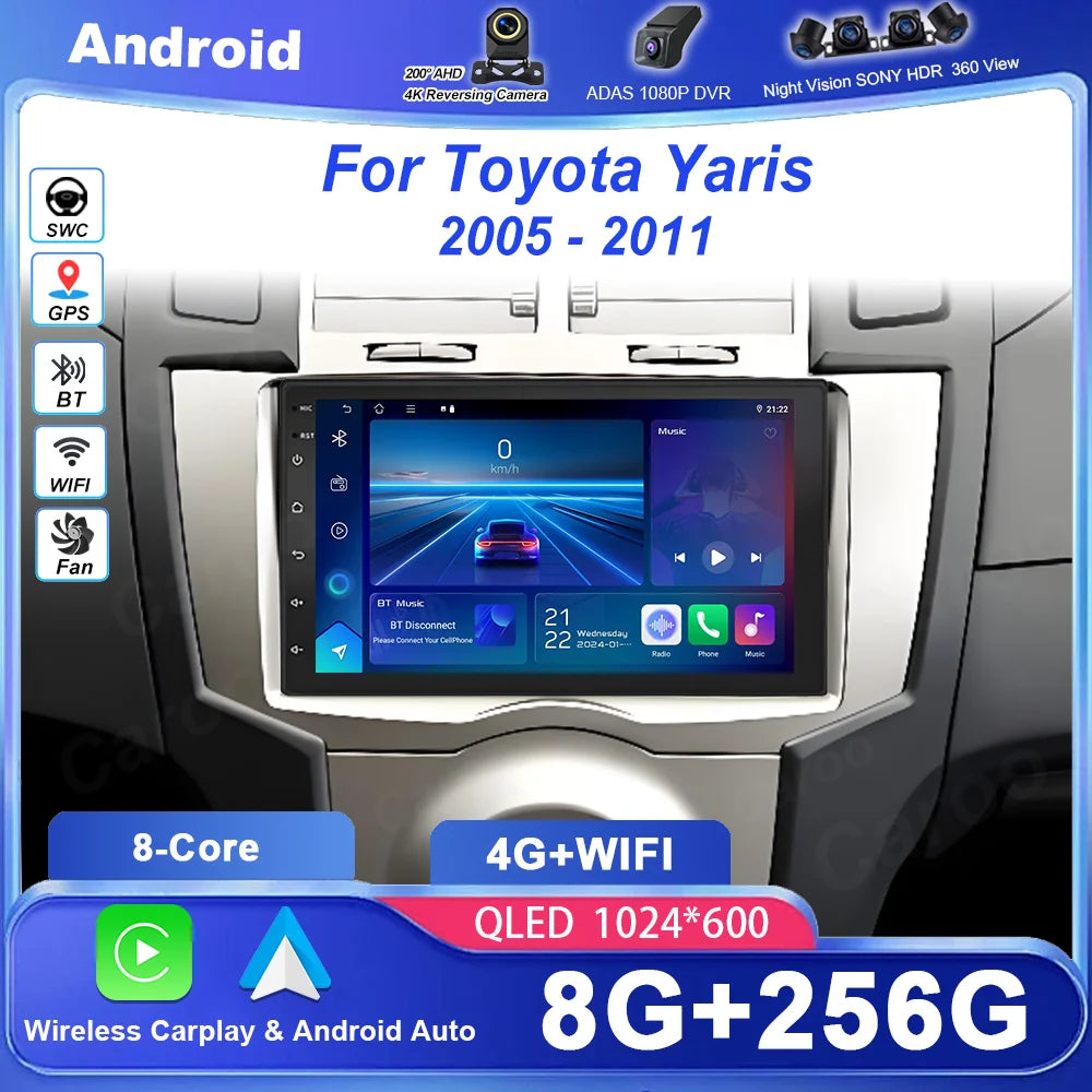 7" Android 16 Car Radio GPS Player For Toyota Yaris 2005 2006 2007 2008 2009 2010 2011 Ste
