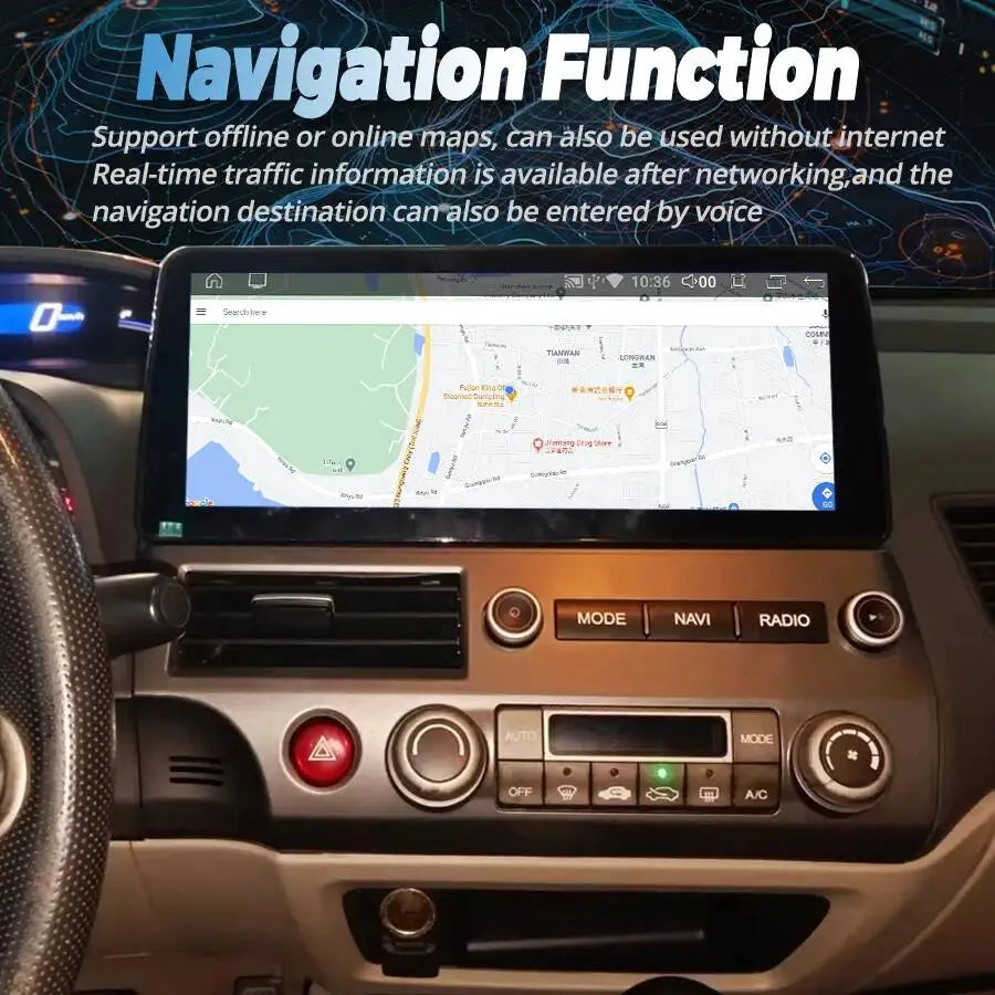 12.3inch Android 15 Head Unit For Honda Civic 2008-2011 Stereo Auto Radio Car GPS Navigati