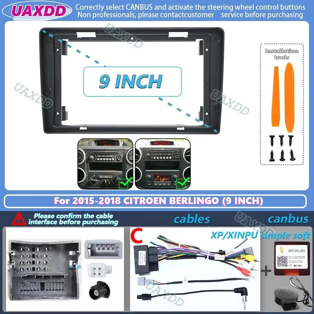 For 2015-2018 CITROEN BERLINGO PEUGEOT PARTNER 9INCH Car stereo radio Android frame panel
