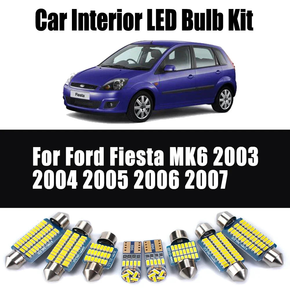 13-Piece LED Interior Light Kit for Ford Fiesta MK6 - Canbus Error-Free Bulbs | AUTOKITSHOP