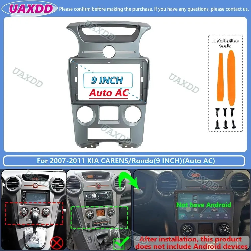 For KIA 2007-2011 carens rondo 9inch Car dvd radio android stereo frame panel fascia dashb