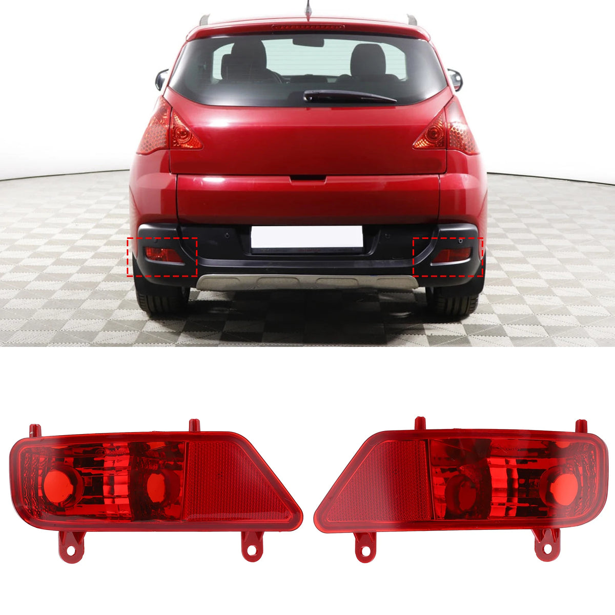 Red Rear Fog Light Assembly Car Accessories Replacement for PEUGEOT 3008 2009‑2016 - Canbus LED Car Light