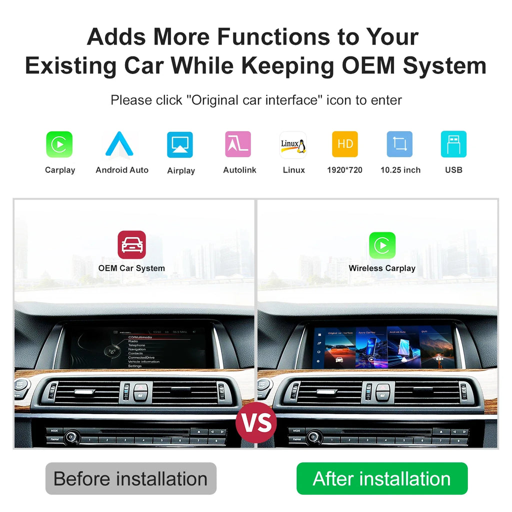 Wireless CarPlay Android Auto Car Radio Multimedia Player Linux Display Screen For BMW 5 S | AUTOKITSHOP