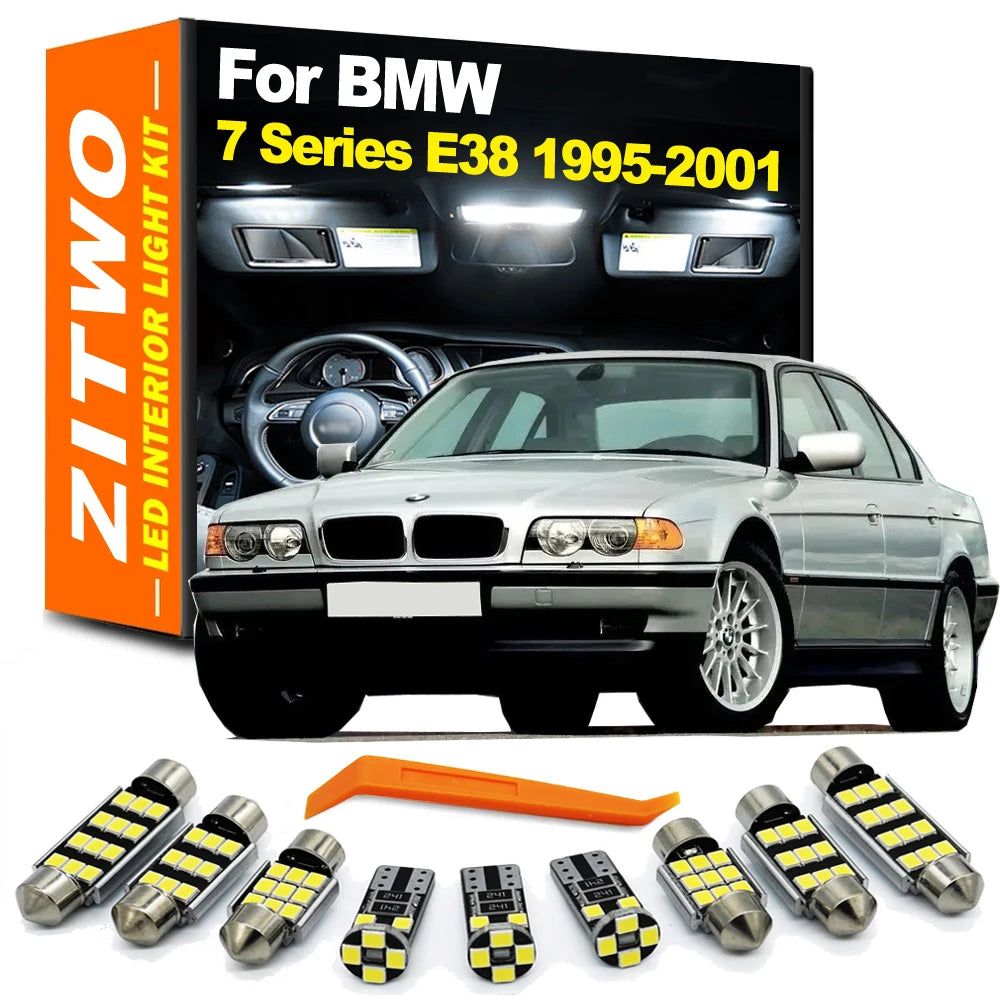 26Pcs Complete LED Interior Map Reading Trunk Door Foot Plate Light Kit For BMW 7 Series E38 1995-2001 Car LED Bulb Accessories