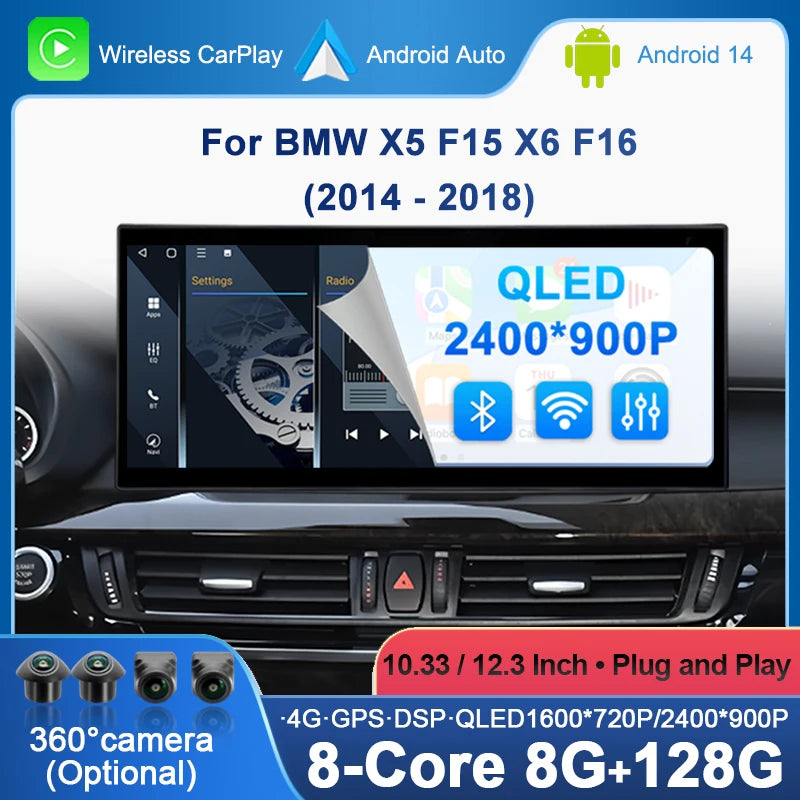 Car Radio Wireless Carplay For BMW X5 F15 X6 F16 2014-2018 NBT EVO System Bluetooth Car Mu