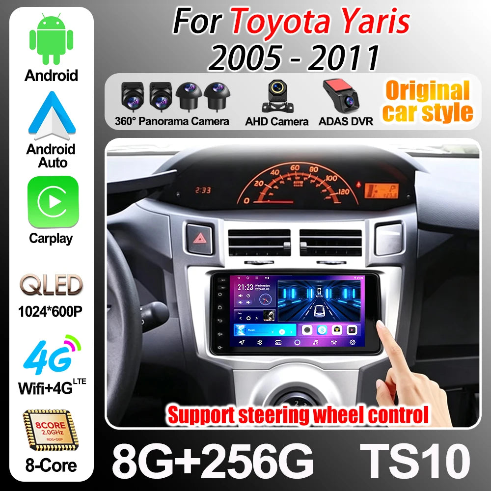 Android 16 For Toyota Yaris 2005 2006 2007 2008 2009 2010 2011 Car Radio Carplay Android A | AUTOKITSHOP