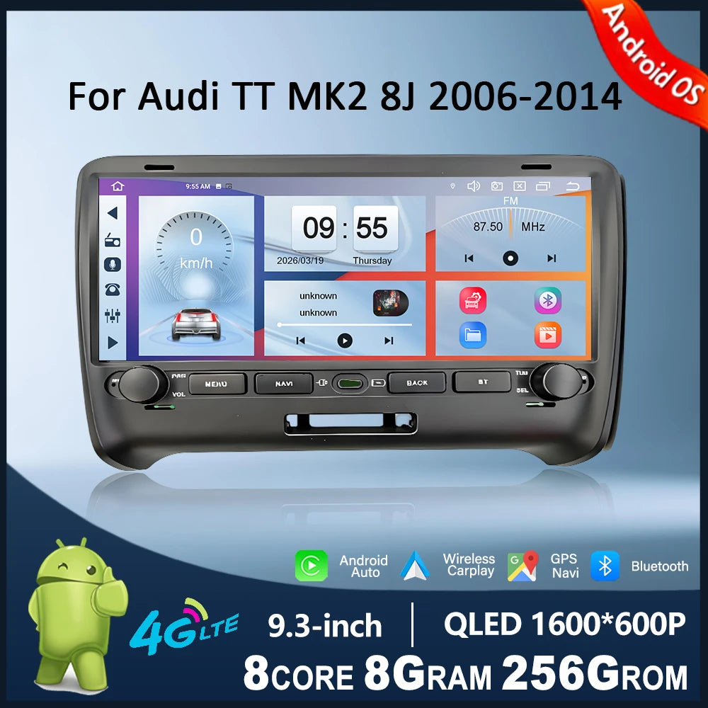for Audi TT MK2 8J 2006-2014 Car Radio Touch display Multimedia Player Android Auto Wirele