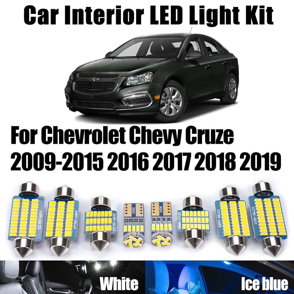 13-Piece LED Interior Light Kit for Chevrolet Chevy Cruze 2009-2014 - Canbus Dome Map Door Trunk Bulbs | AUTOKITSHOP