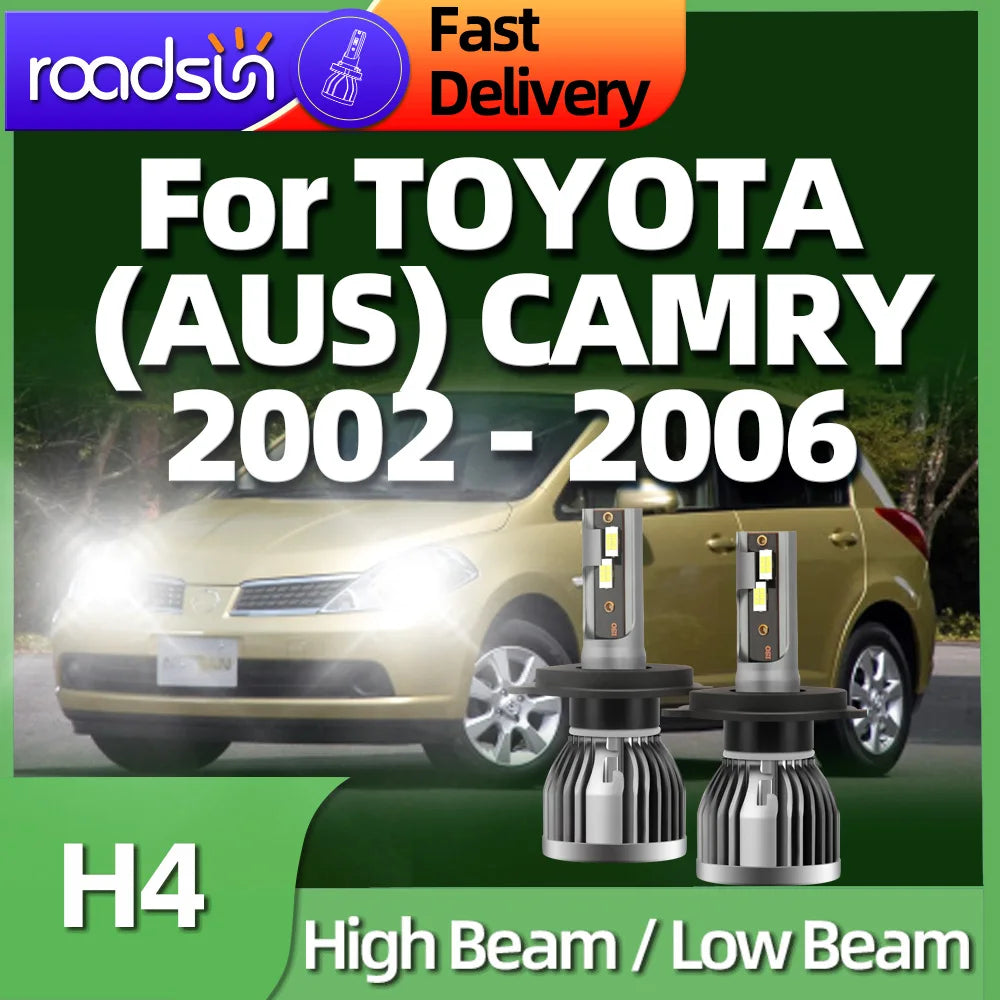 Roadsun 26000LM LED H4 Car Headlight Bulbs Auto Light 6000K For TOYOTA (AUS) CAMRY 2002 20
