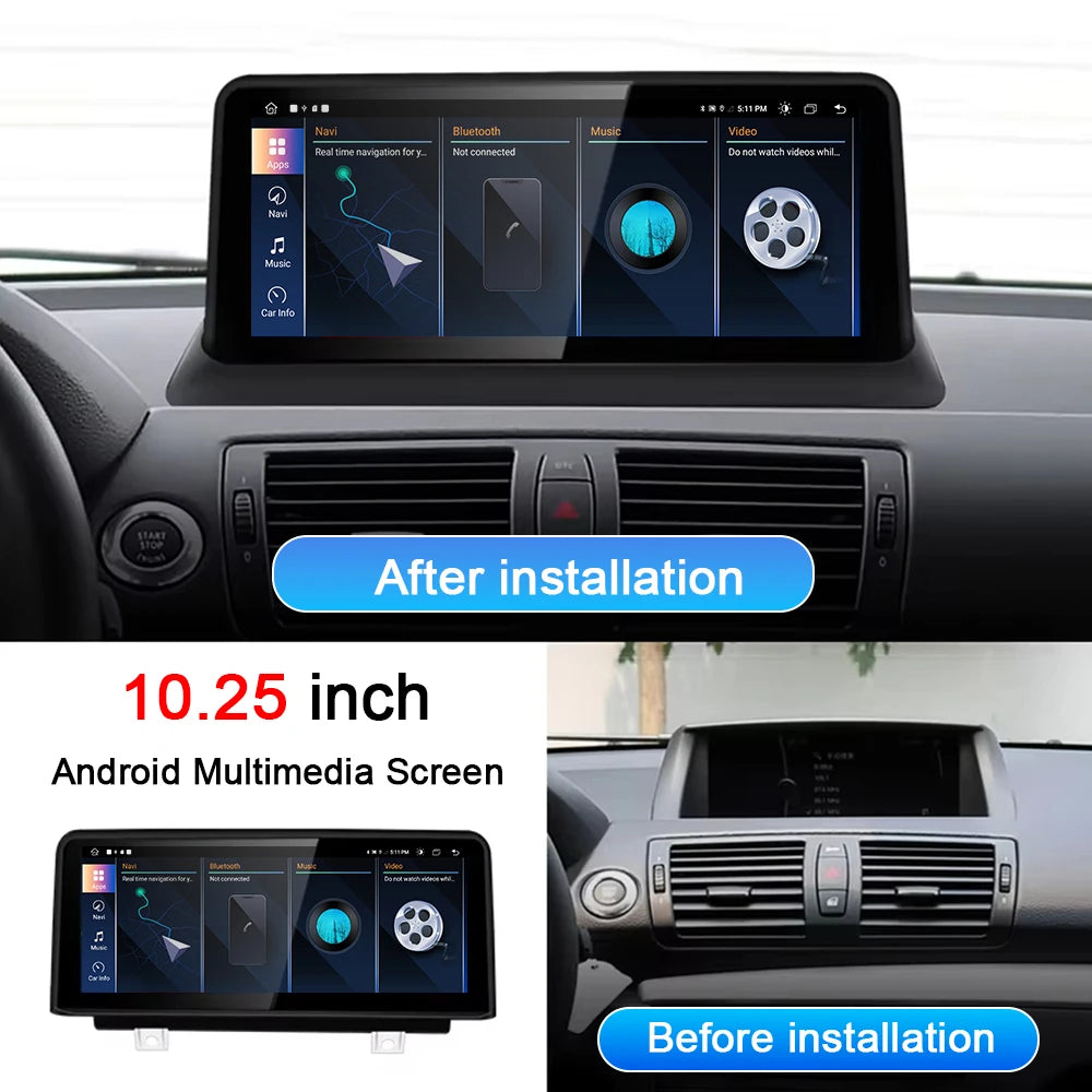 10.25 Android Auto Car Multimedia Radio For BMW 1 Series E81 E82 E87 E88 CCC/CIC System To