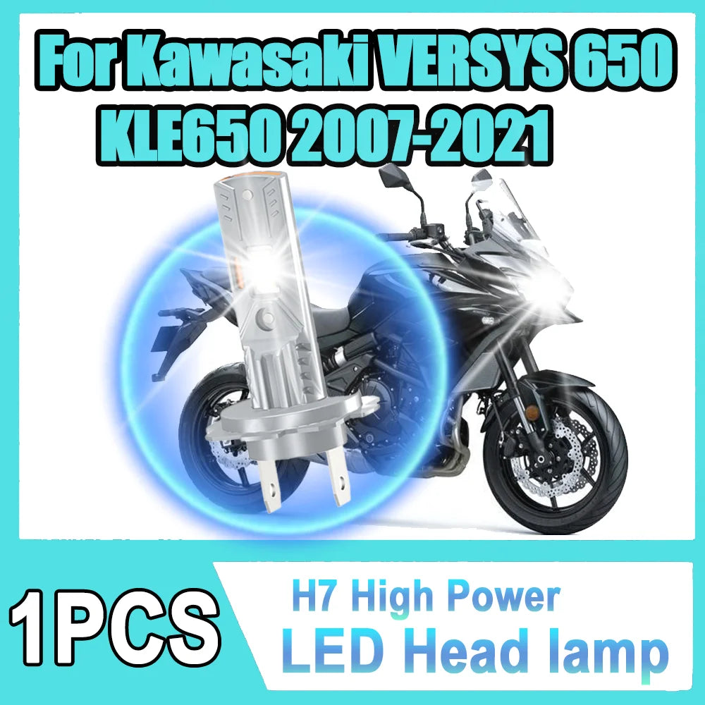 H7 Moto Front Light LED Motorcycle Headlight Canbsu Plug And Play 6000K White CSP For Kawa