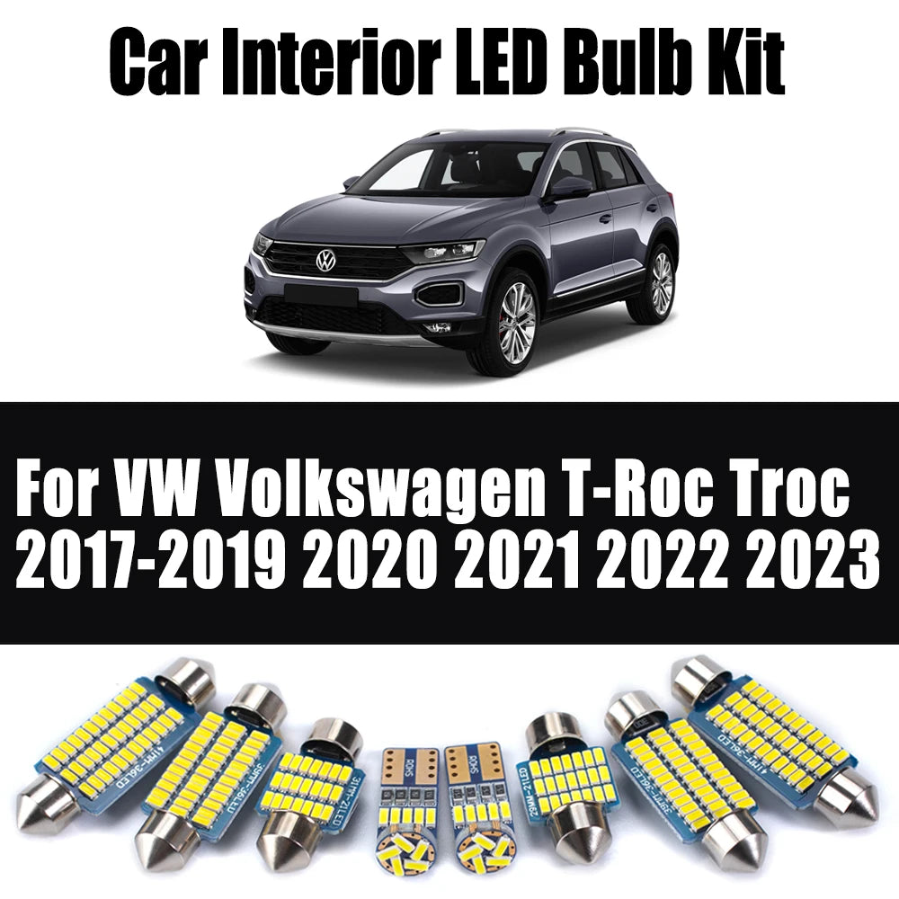 10-Piece LED Interior Light Kit for VW Volkswagen T-Roc Troc 2017- 2020 - Canbus Dome Map Door Trunk Bulbs | AUTOKITSHOP