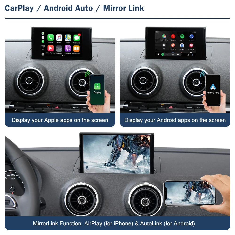 Road Top Wireless CarPlay Android Auto Interface for Audi A3 8V Q2 8P 2013-2018, with AirP | AUTOKITSHOP