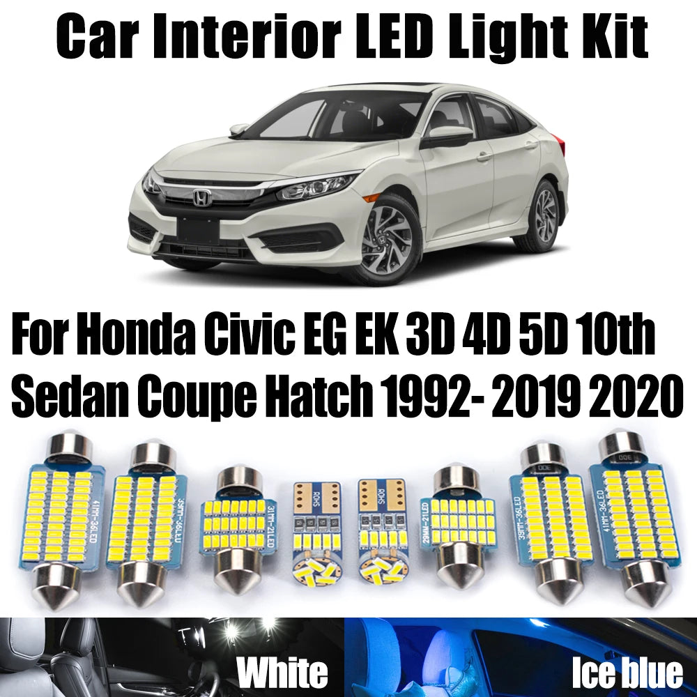 LED Interior Light Kit for Honda Civic EG EK 3D 4D 5D 10th Sedan Coupe Hatch 1992- 2020 - Canbus Dome Map Door Trunk ...