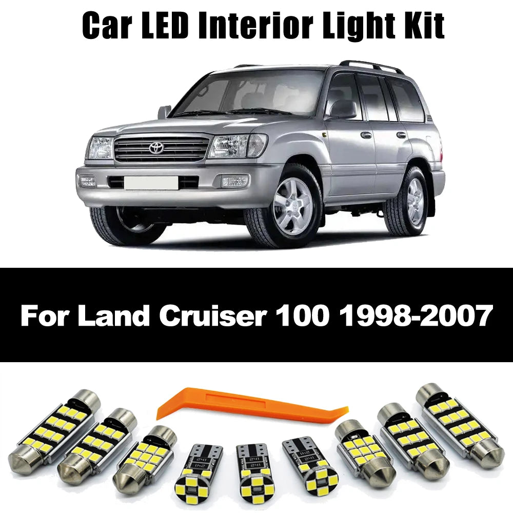 19Pcs Complete LED Interior Dome Map Door Light Kit For 1998- 2001 2002 2003 2004 2005 2006 2007 Toyota Land Cruiser 100 LC100