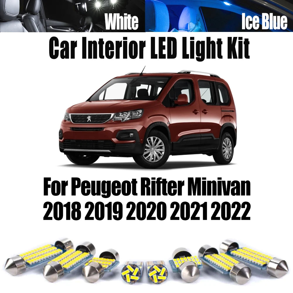 10-Piece LED Interior Light Kit for Peugeot Rifter Minivan - Canbus Error-Free Bulbs | AUTOKITSHOP