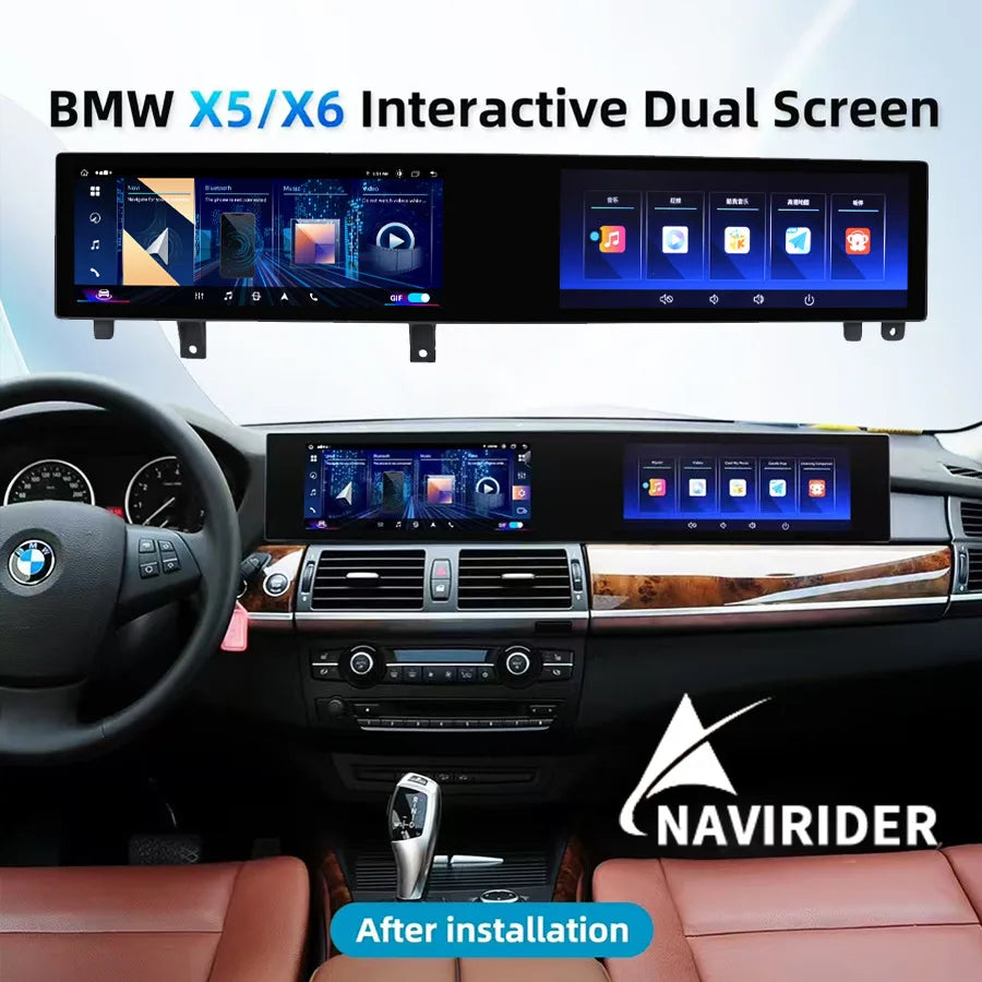 21" Curved Dual screen Android13 Car Radio For BMW X5 X6 2007-2017 F10 F11 E70 E71 E72 GPS | AUTOKITSHOP