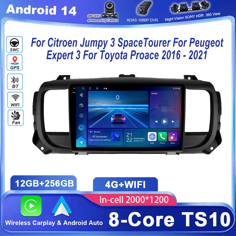 Car Radio For Citroen Jumpy 3 SpaceTourer For Peugeot Expert 3 For Toyota Proace 2016 - 20