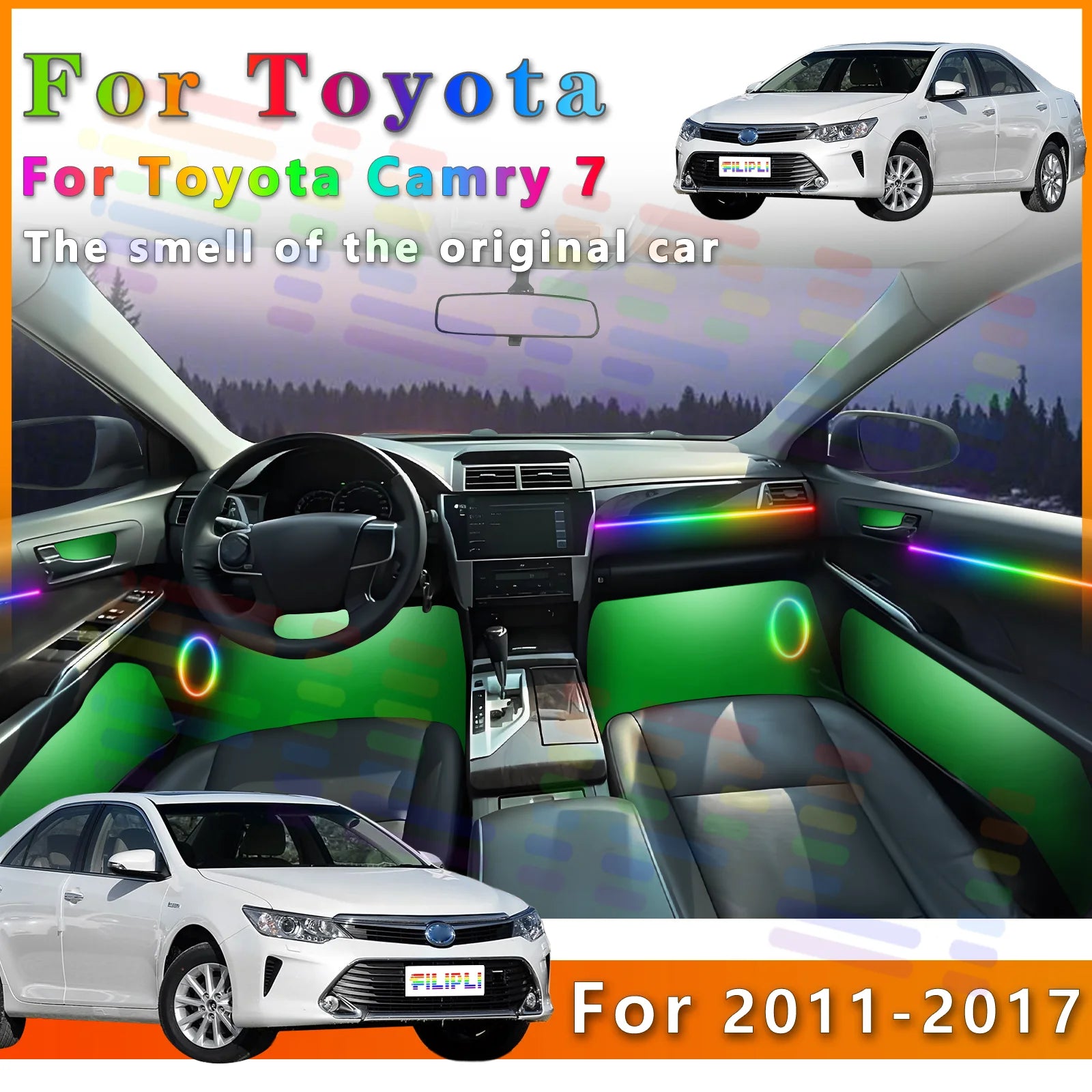 RGB - LED Strip - for Toyota Camry 2011-2017 - App Control - Car Interior Lighting | AUTOKITSHOP
