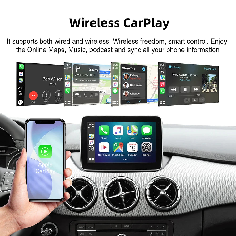 Wireless CarPlay Android Auto for Mercedes Benz NTG4.5/4.7 A B C E Class GLA CLA GLK SLK C