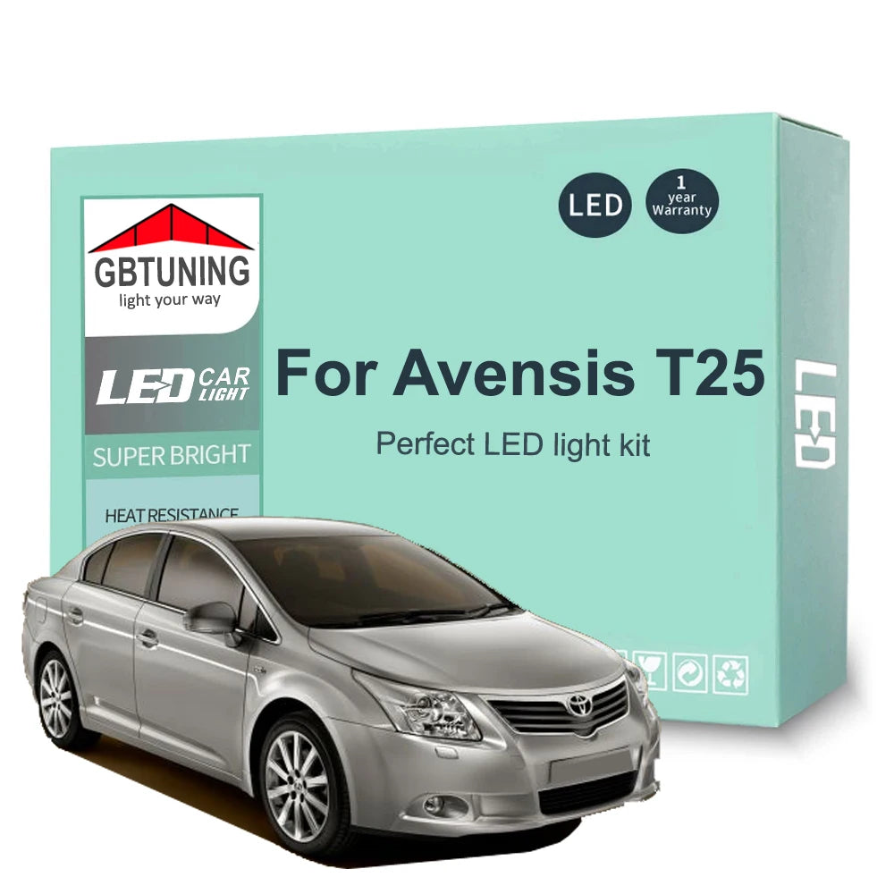 15-Piece LED Interior Light Kit for Toyota Avensis T25 - Canbus Error-Free Bulbs | AUTOKITSHOP