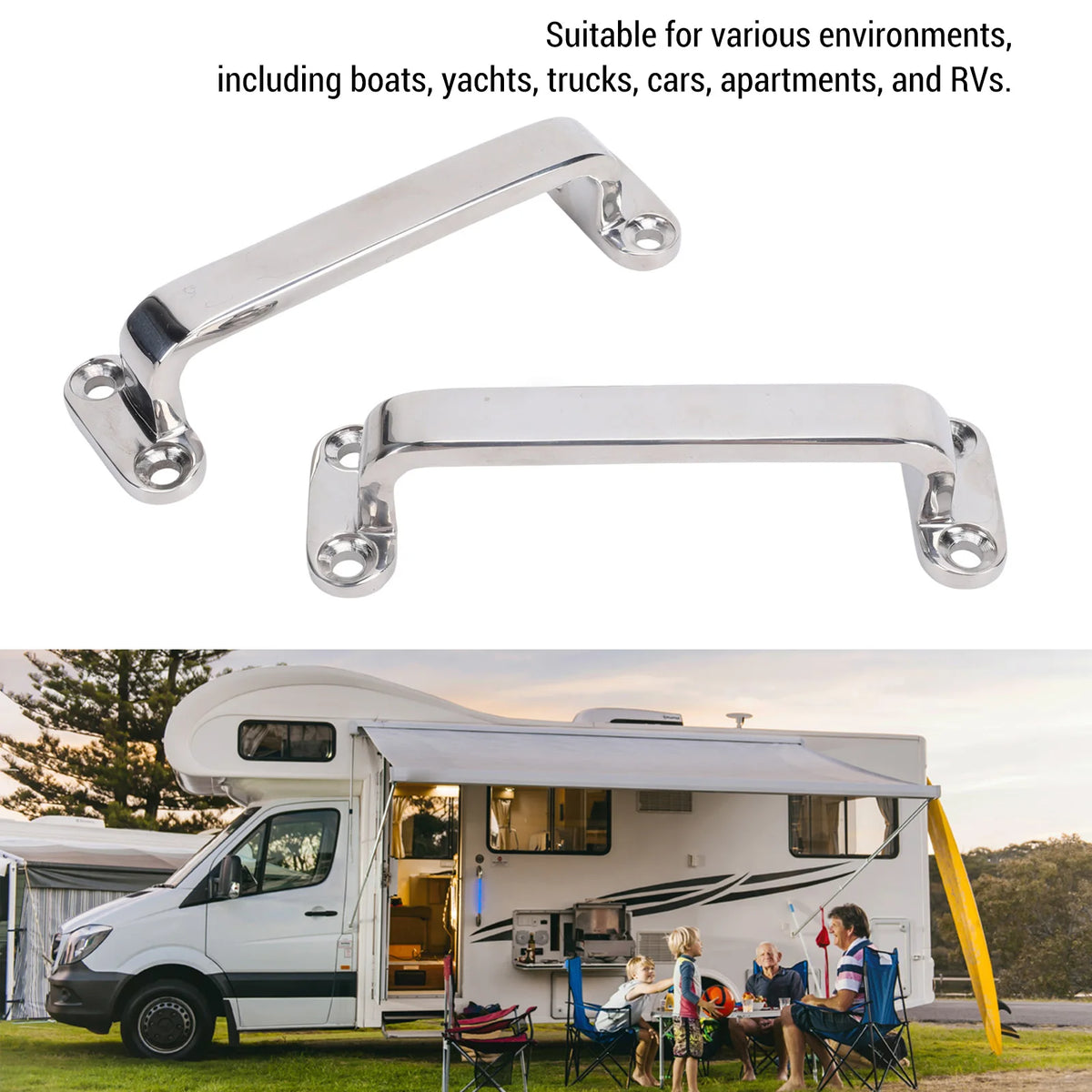 Boat Door Grab Handle 316 Stainless Steel 120mm Marine Handrail Handle for Yachts RVs Metal Grab - Automotive LED Light