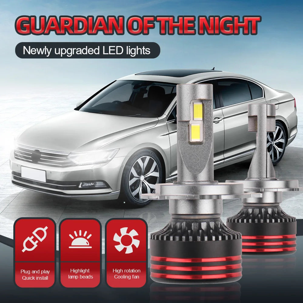 H19 Led Headlight 30000LM High Bright Car Lamps Alta Potencia CANBUS Bulb 6000K White 12V