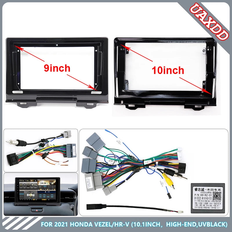 For Honda Vezel Hr-v 9inch Radio Android Stereo Frame Panel Fascia Dashboard Audio Multime