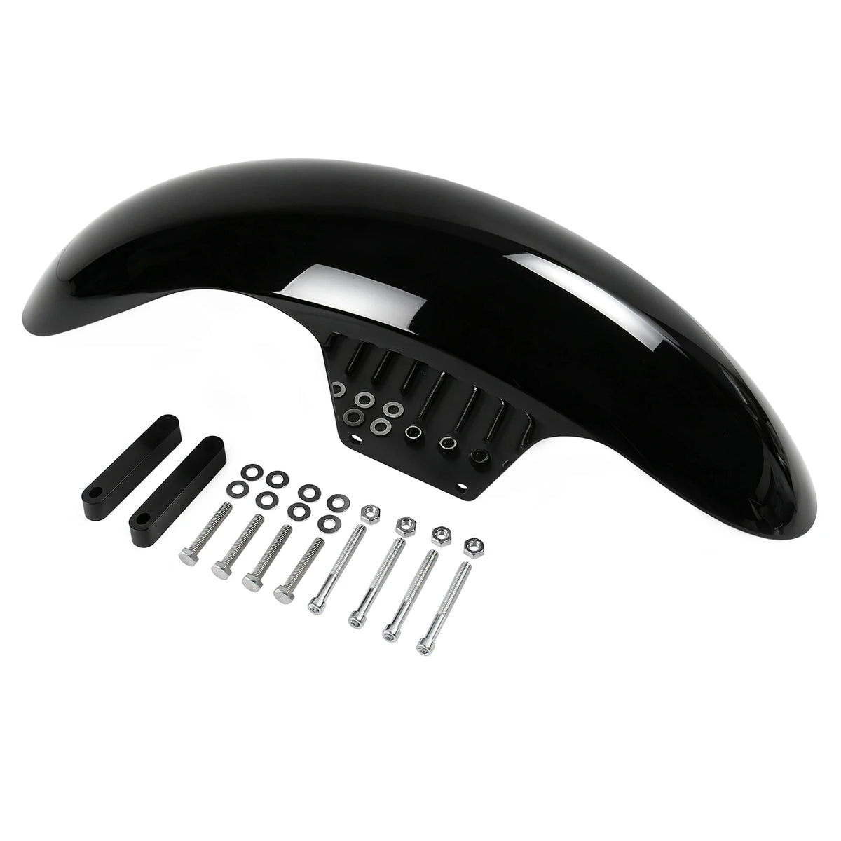 Motorcycle Gloss Black 21" Wrap Front Fender Mudguard For Harley Touring Street Road Glide Road  - Automotive LED Light