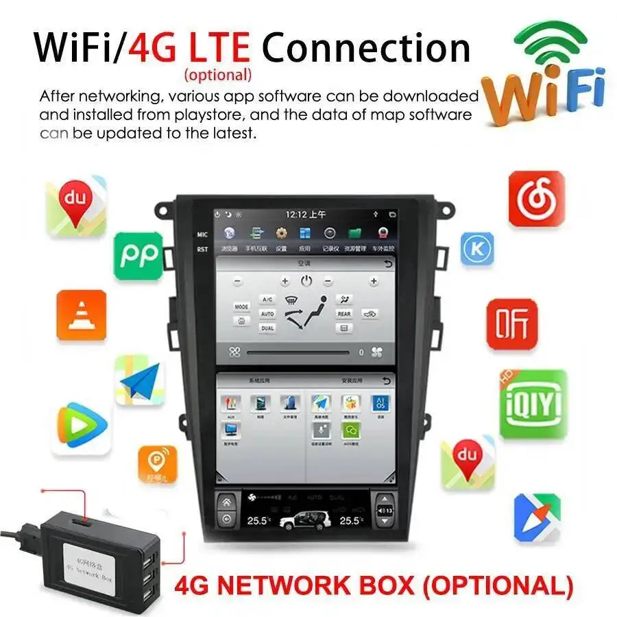 DSP Android 15 Radio Car GPS Navi 12.1" Vertical Screen PX6 Stereo For Ford Fusion Mondeo