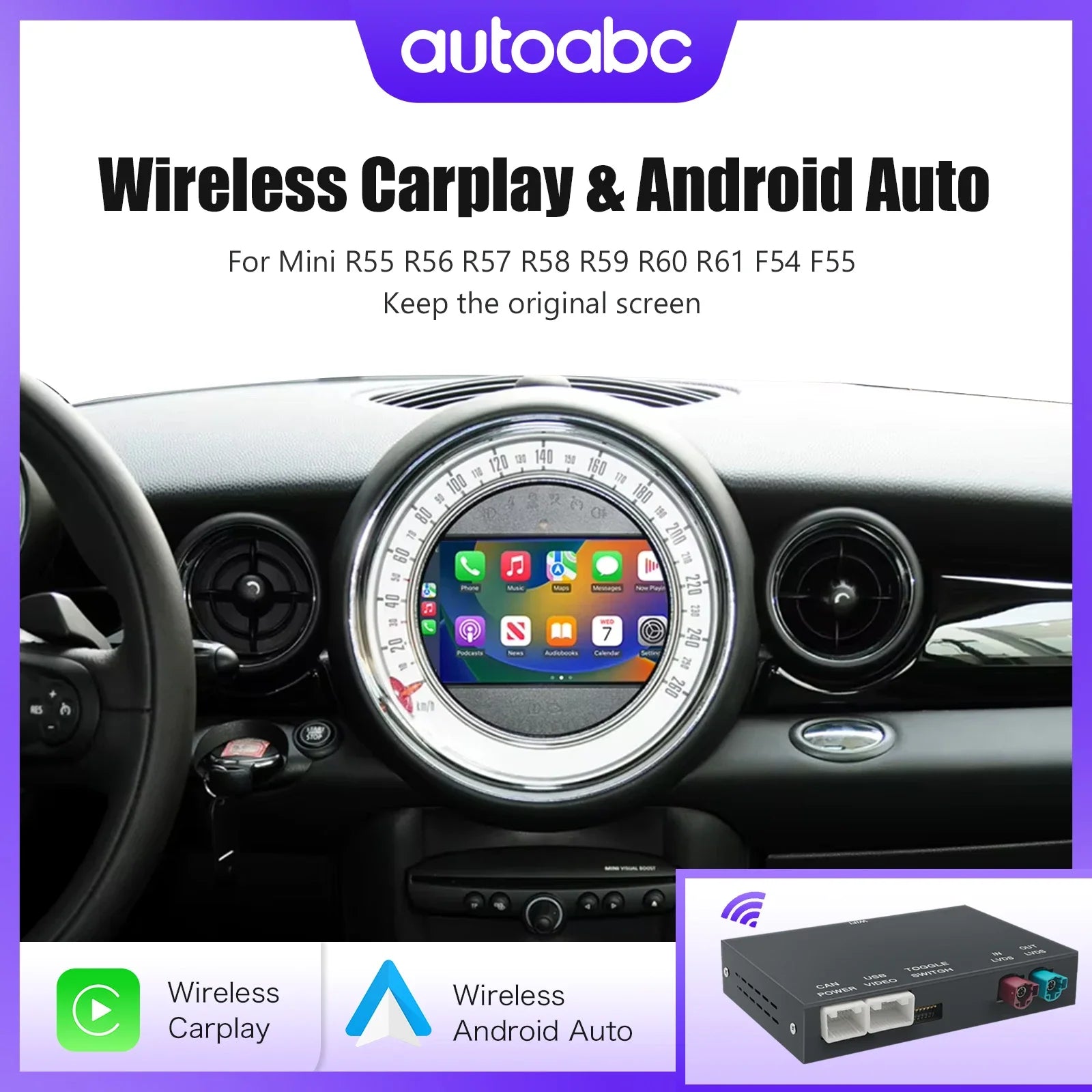 Wireless CarPlay Android Auto for Mini R55 R56 R57 R58 R59 R60 R61 F54 F55 Clubman Country